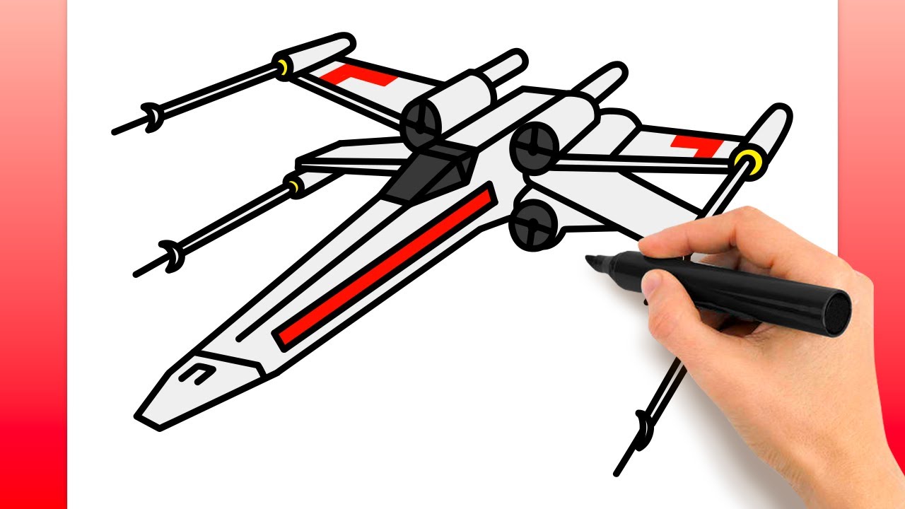 スターウォーズからXウィングを描く方法（簡単な描画チュートリアル