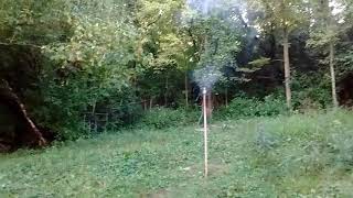 Rocket test using experimental black powder.