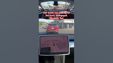 FSD 12.5.4.1 not clearing for fire truck, disengaged. Marshalls Test #teslafsd #fsdbeta #fsd