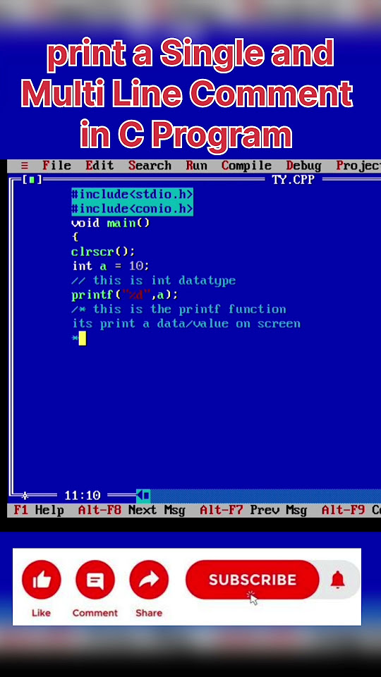 Comments program in C | Code Crafters | Single and Multi line Comments ...