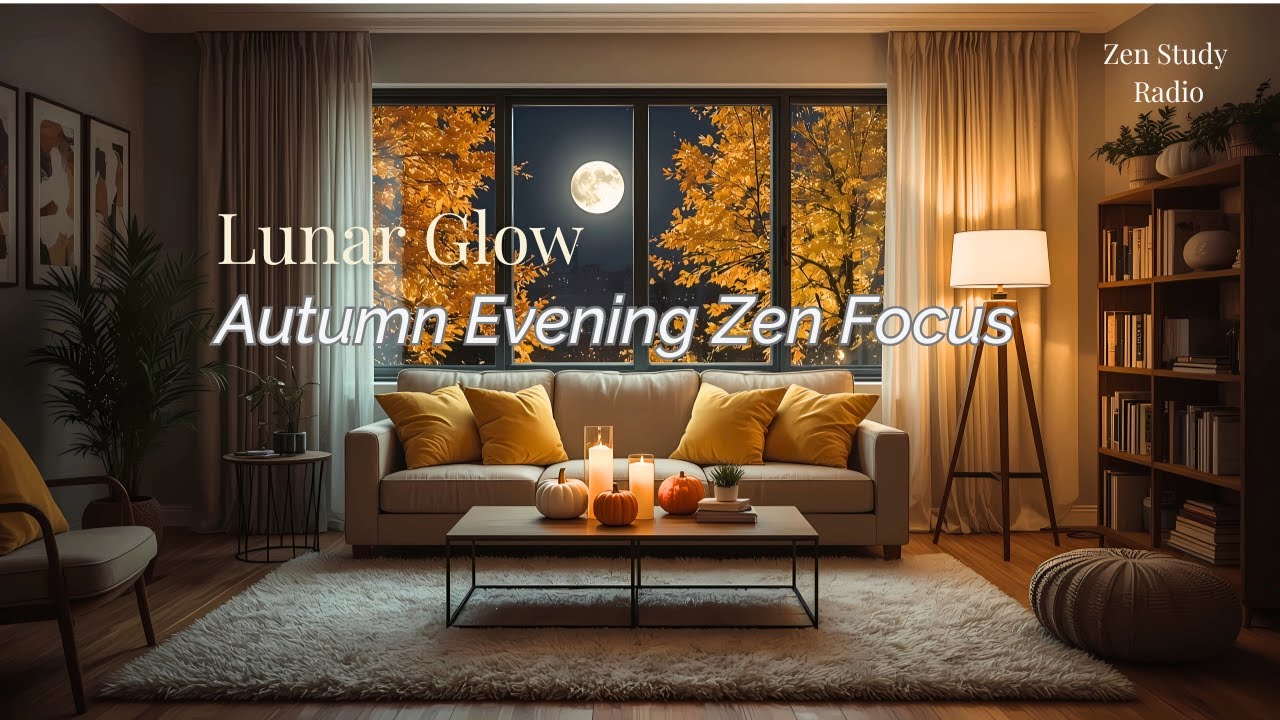 Lunar Glow: Autumn Evening Zen Focus – 2 Hours of Warm Piano Study Music | Zen Study Radio.