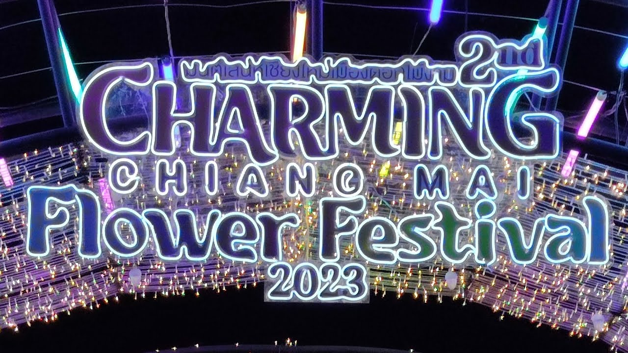 Charming Chiang Mai Flower Festival 2023 - Water Light Show - Full length show