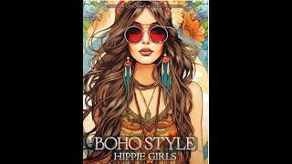 Boho Style Hippie Girls by Pretty Fantastic Publishing Adult Coloring Book Flip-Thru