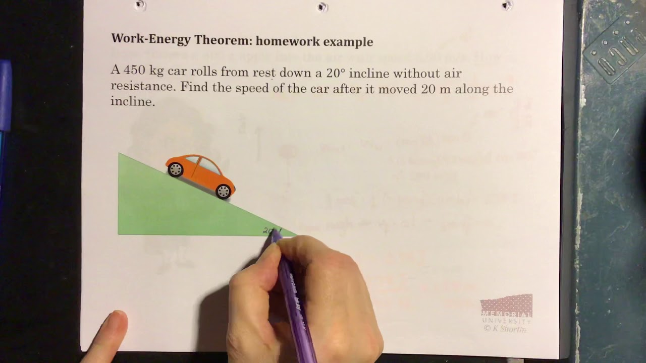 P1020 work energy theorem car rolls down hill without air resistance