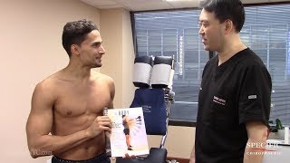 Men's Health Magazine Model shoulder and low back FIXED by Dr Suh Specific Chiropractic