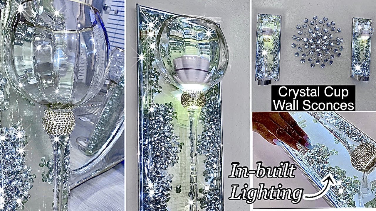 DIY CRYSTAL GLASS WALL SCONCES | DIY LIGHTING SOLUTION WITH GLAM