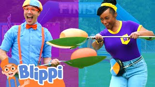 blippi vs meekah humpty dumpty egg game for kids blippi learn colors and science