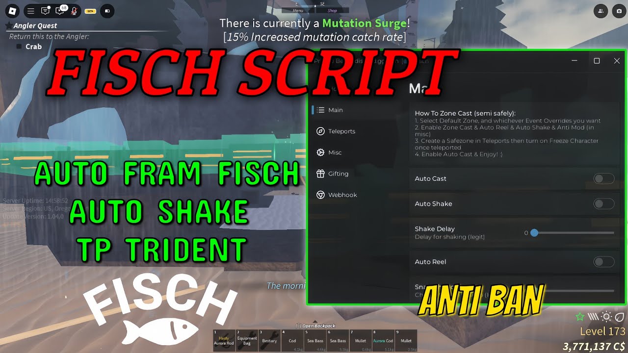[🐋] Fisch Script /Hack | AUTO FRAM FISCH + ANTI BAN [FISCH] - YouTube