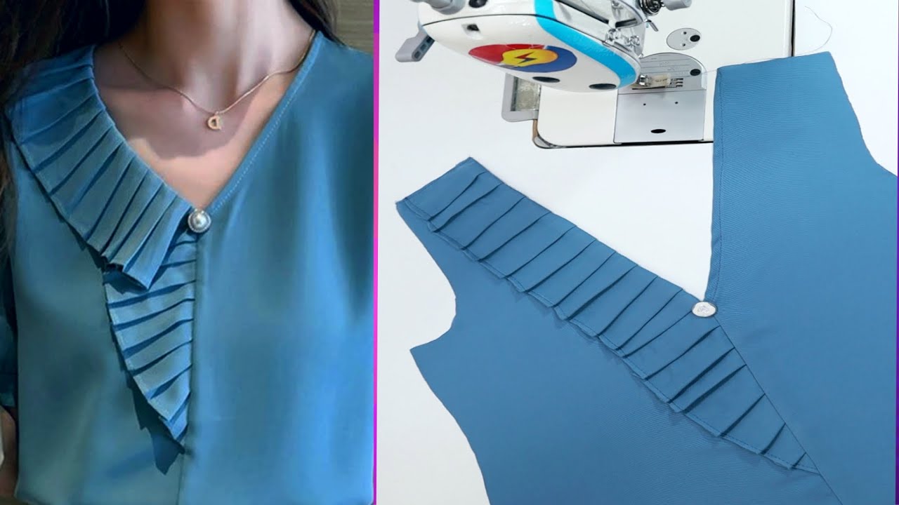 Basic sewing for beginners | Cutting and stitching a V collar design ...