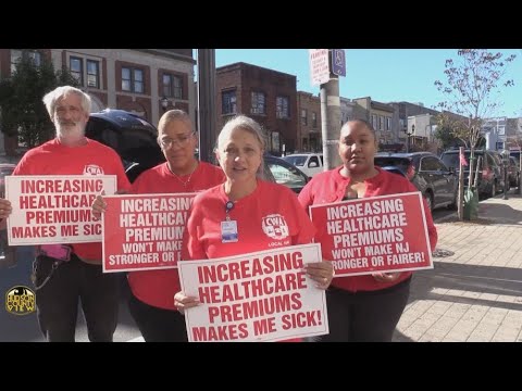 CWA Local 1045 in West New York rallying against state's potential 21% health premium hike