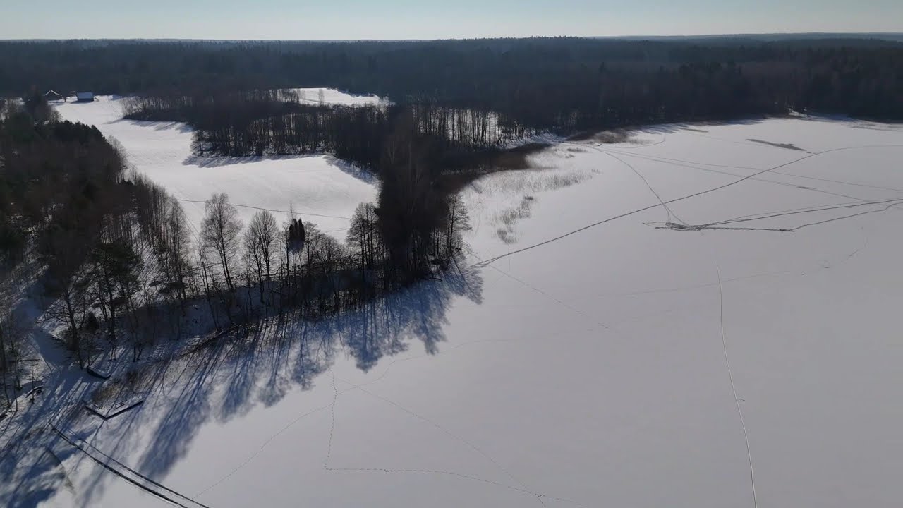 Winter lake, woods, nature