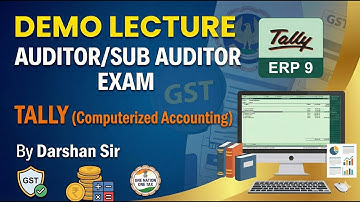 Tally (Computerized Accounting) | Demo Lecture | Auditor/Sub Auditor Exam | Darshan Sir