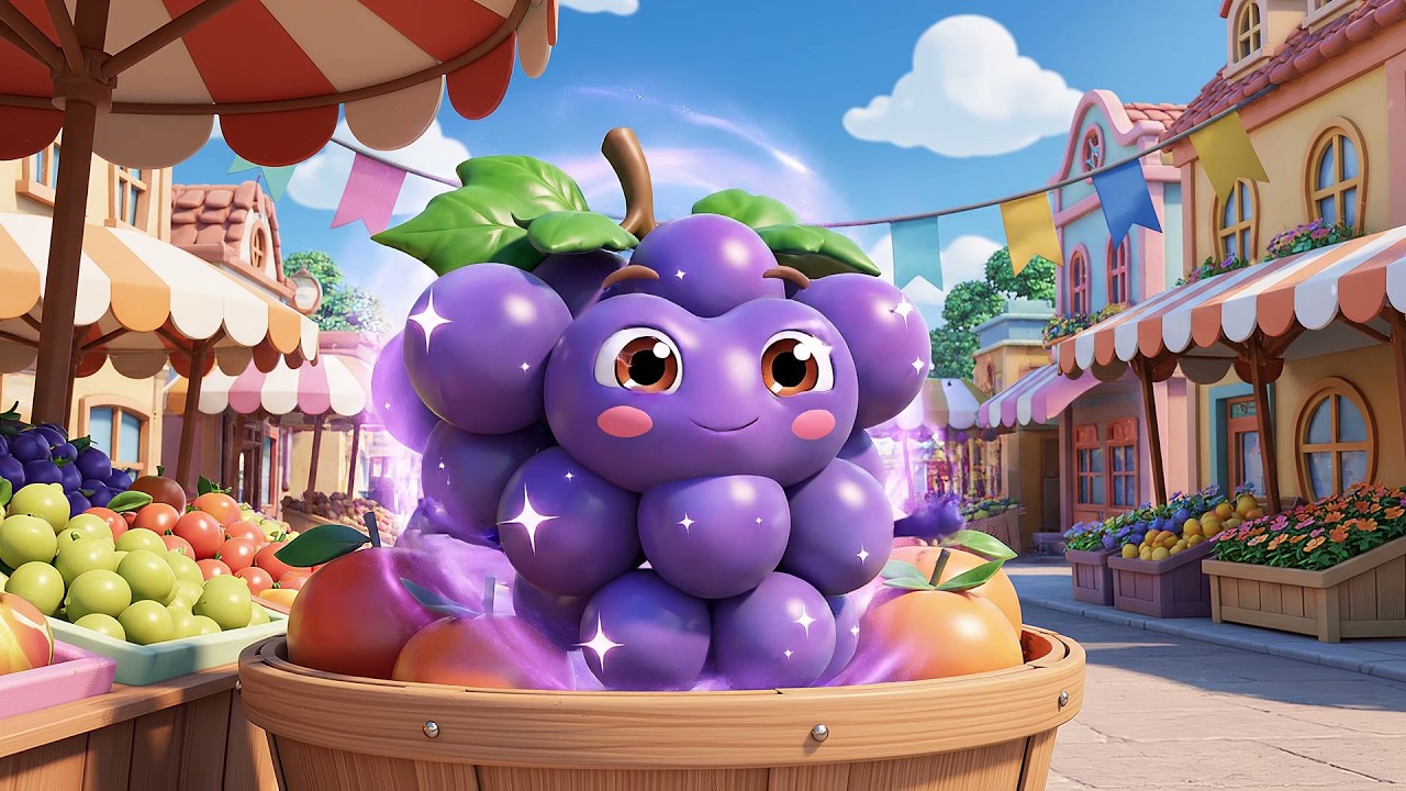 Grapes Song for Kids 🍇 | Grapes on Market Cart | Nursery Rhymes