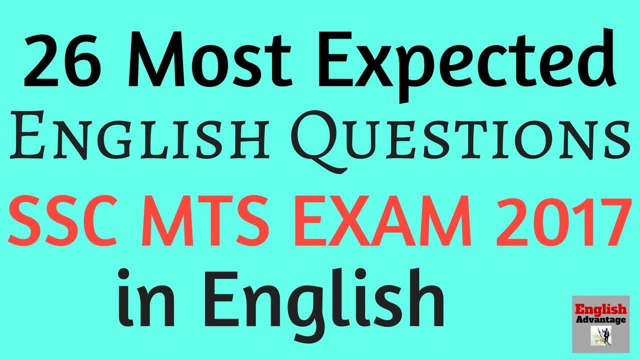 SSC MTS PREPARATION 2017 | 26 MOST IMPORTANT ENGLISH QUESTIONS