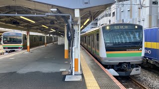 【眠れぬ夜に】【車窓】JR東日本E233系3000番台東京駅発熱海駅行き普通列車(東京駅→横浜駅→藤沢駅→国府津駅→小田原駅)/進行方向右側/東京駅始発電車