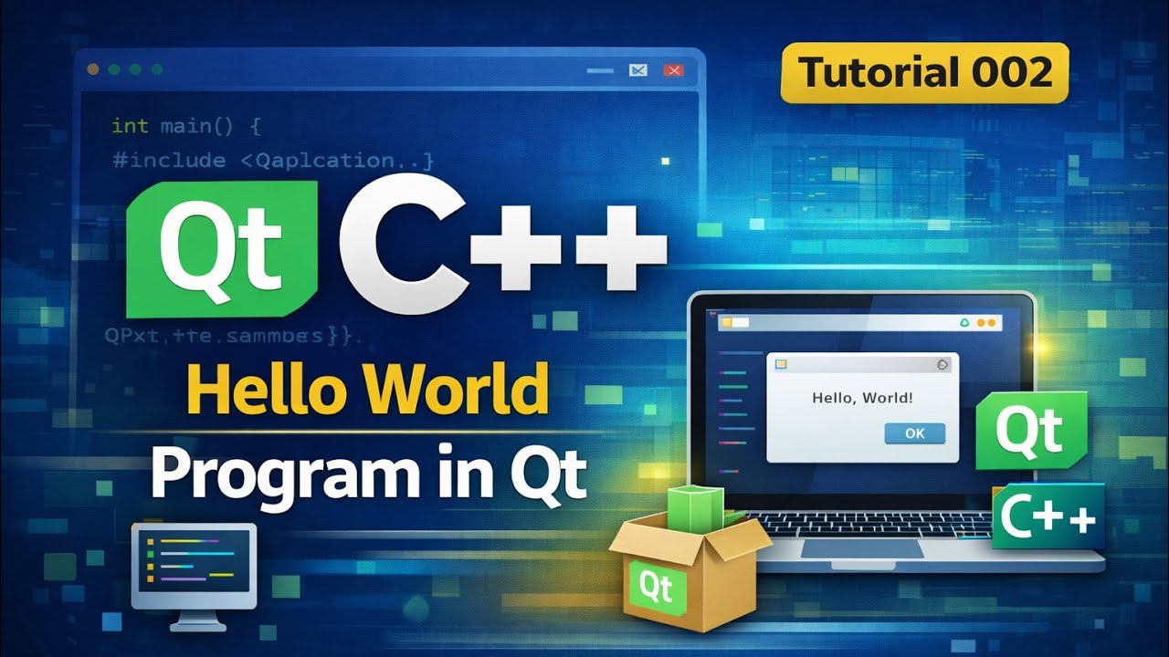 Qt C++ Tutorial 002 | Hello World Program in Qt - YouTube