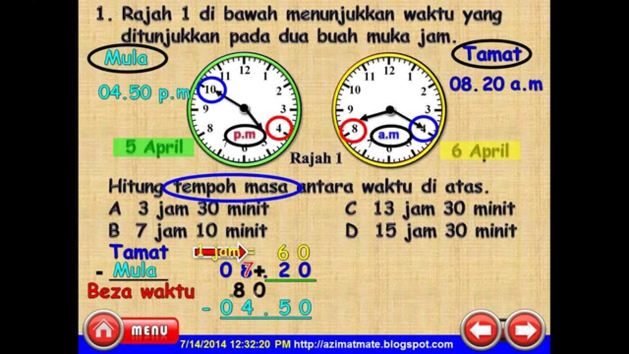 MATEMATIK UPSR : TEMPOH MASA PENGIRAAN CARA MURID LEMAH 