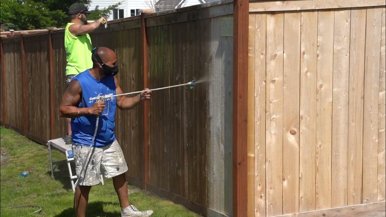 Spraying oil based stain on a new fence. YouTube
