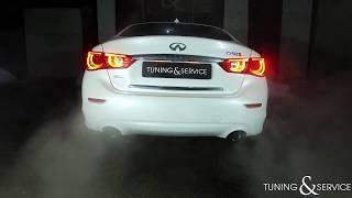 Infiniti Q50s - выхлоп Stillen, тюнинг выхлопной системы в Киеве видео тюнинг ателье выхлопных систем