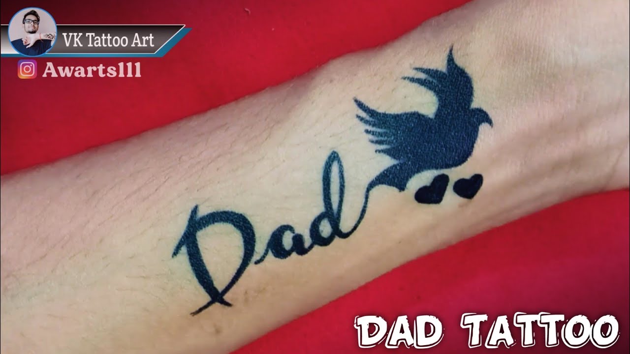 How to make Dad tattoo on hand with pen at home || dad tatoo ...