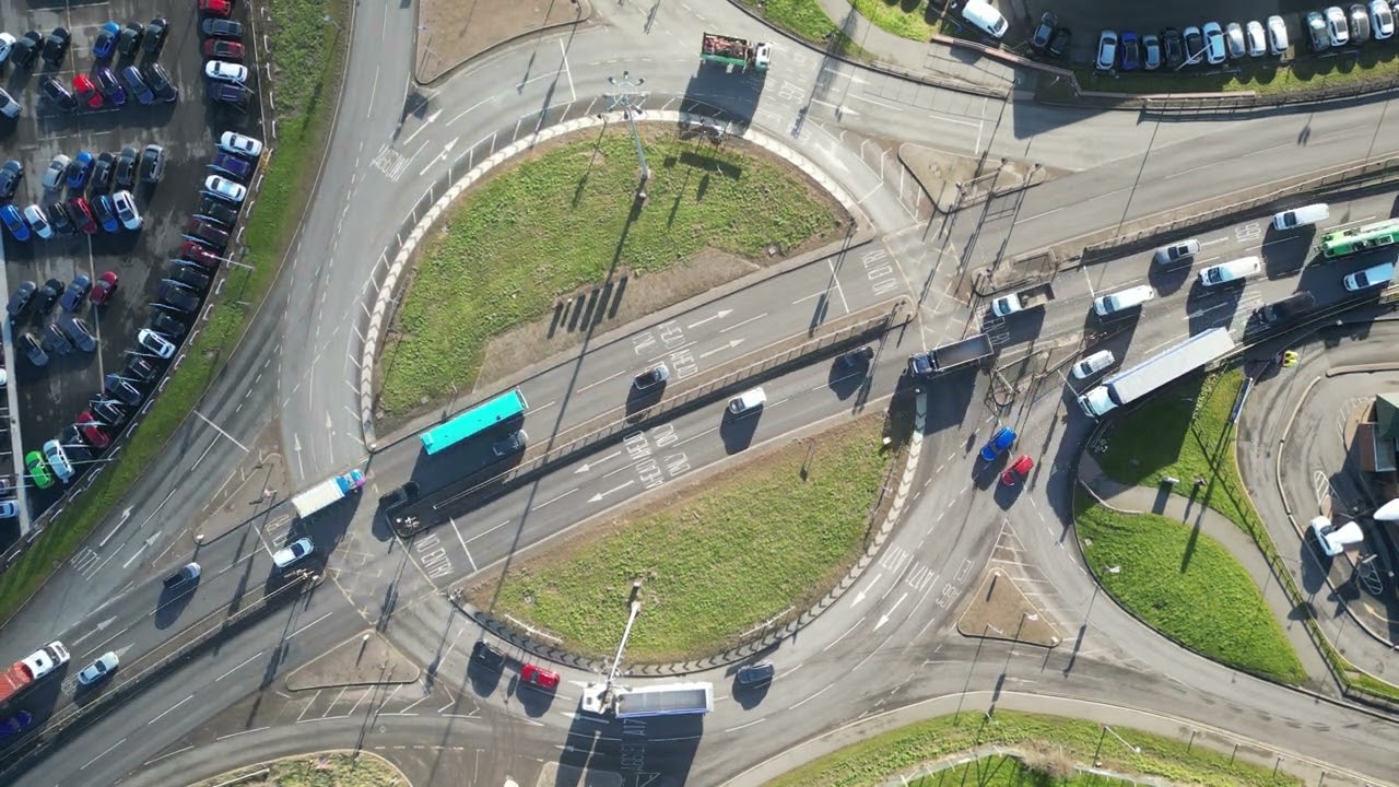ASMR - Drone footage of Cargo Fleet Lane Roundabout, North Ormesby, Middlesbrough, Jan 30, 2025