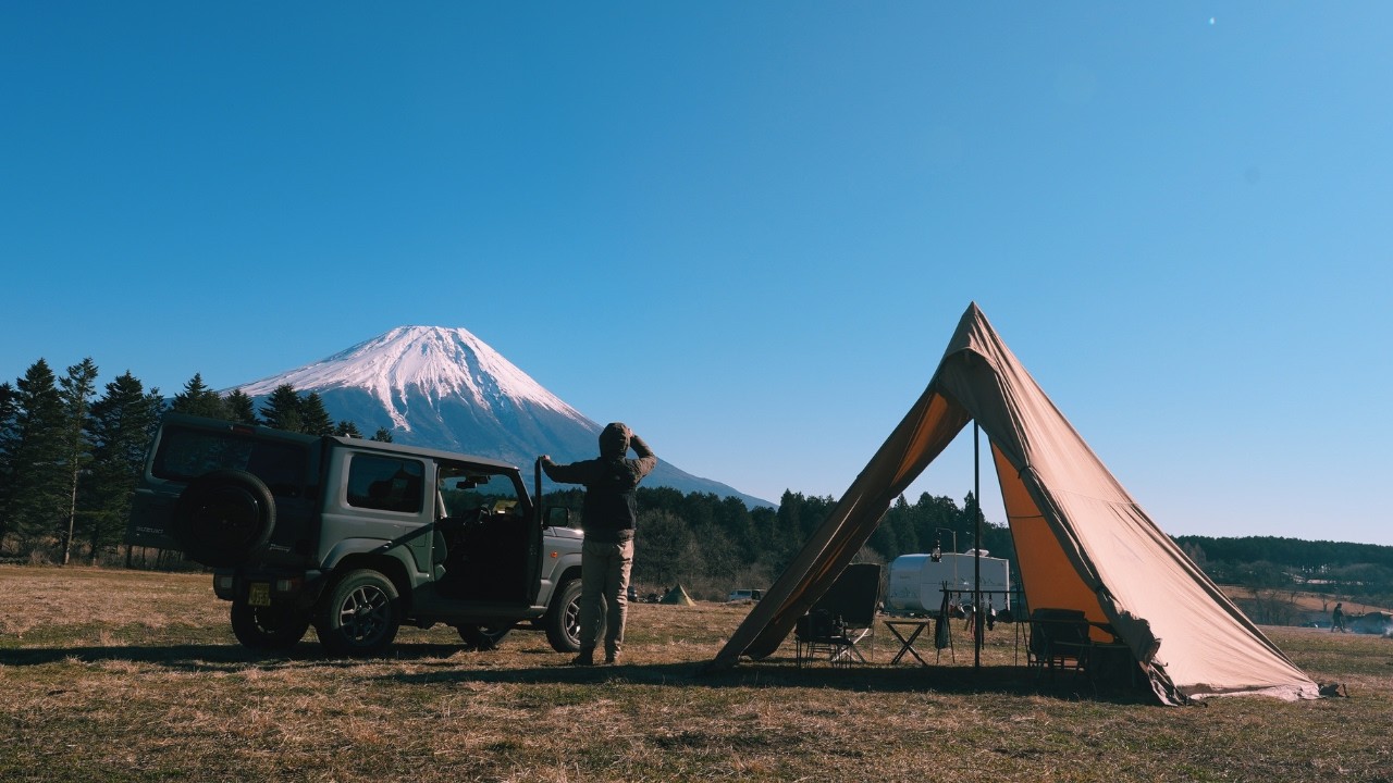【ジムニーソロキャンプ】-6℃のふもとっぱら｜薪ストーブと富士山、静かな冬キャンプASMR