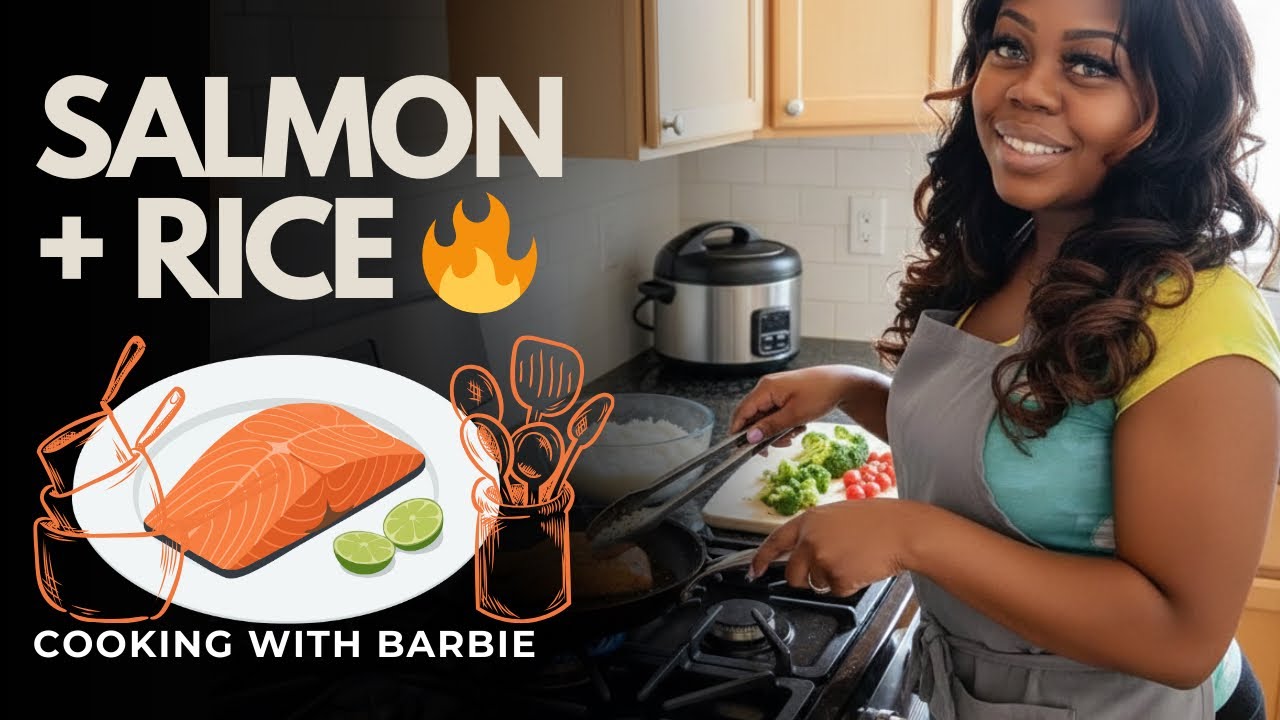 Простой рецепт лосося с рисом и перцем | Быстрый рецепт ужина 🍣🍚 | Готовим с Барби