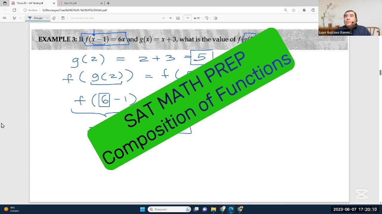 SAT MATH PREP: Composition of Functions - YouTube
