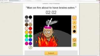 Drawception - Man on fire about to have brains eaten