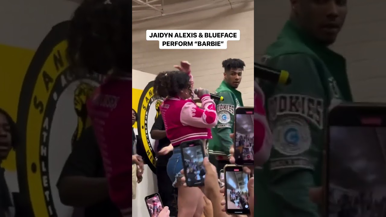 Jaidyn Alexis & Blueface Perform “Barbie” At Power 106 Basketball Game At Santa Fe High School
