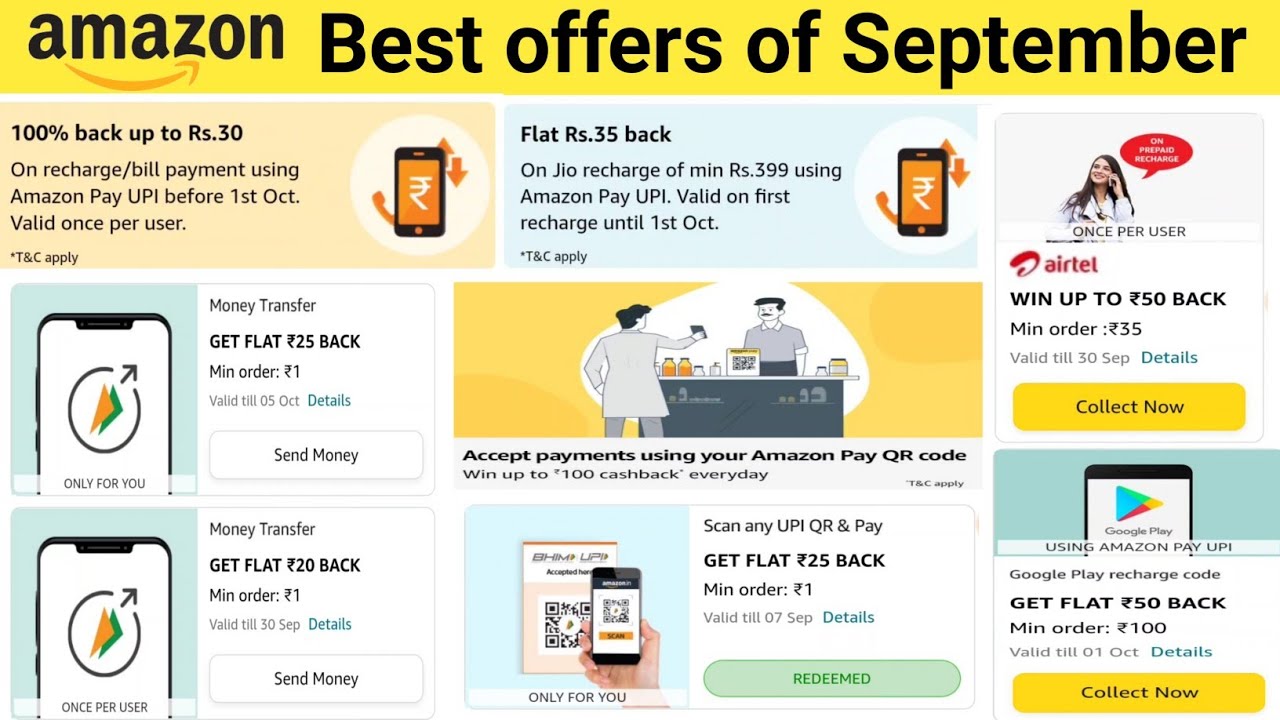 Amazon Best offers of the Month of September | scan&pay send money recharge & merchant offers |