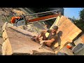 Incredible cutting logs with a chainsaw