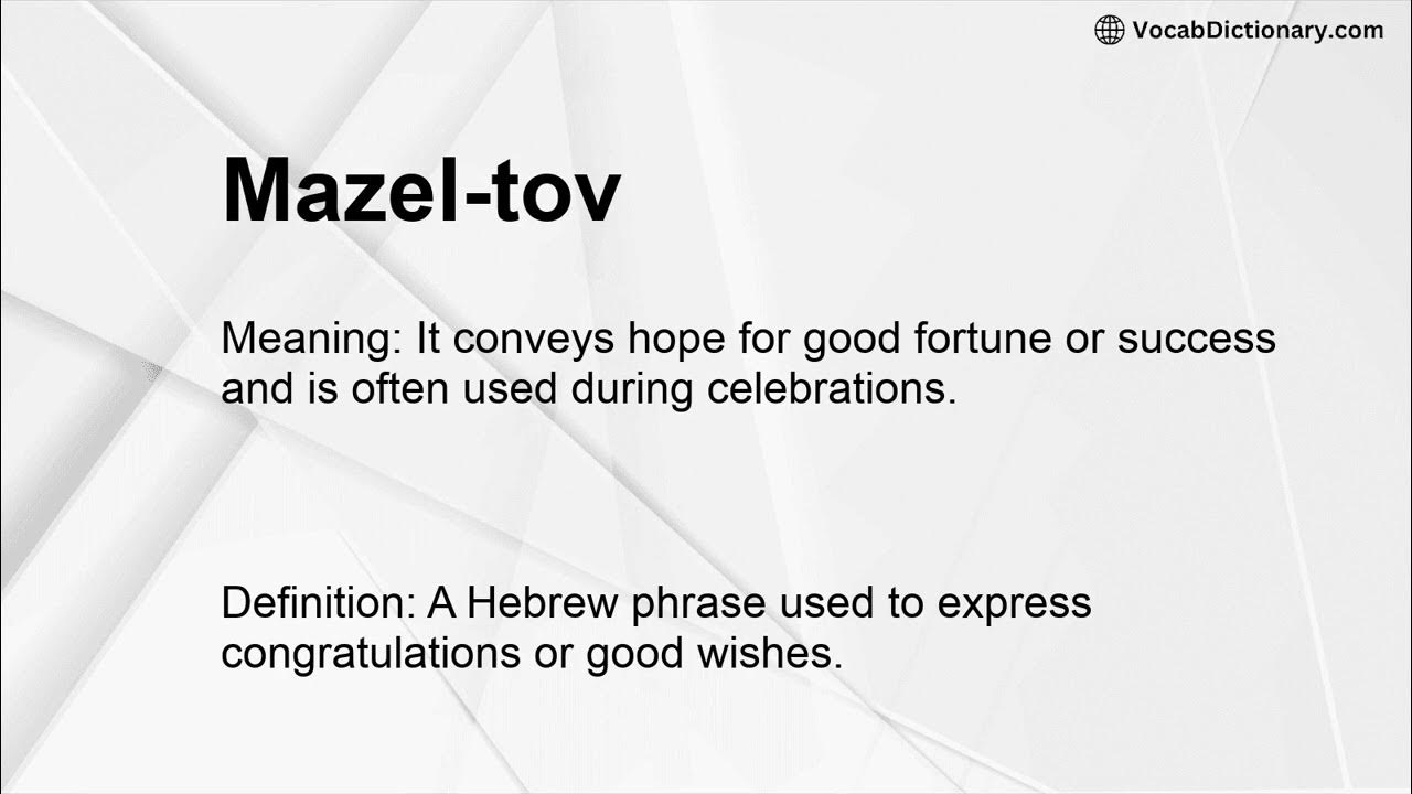 What Does Mazel Tov Mean In English Mazel-tov Meaning - YouTube