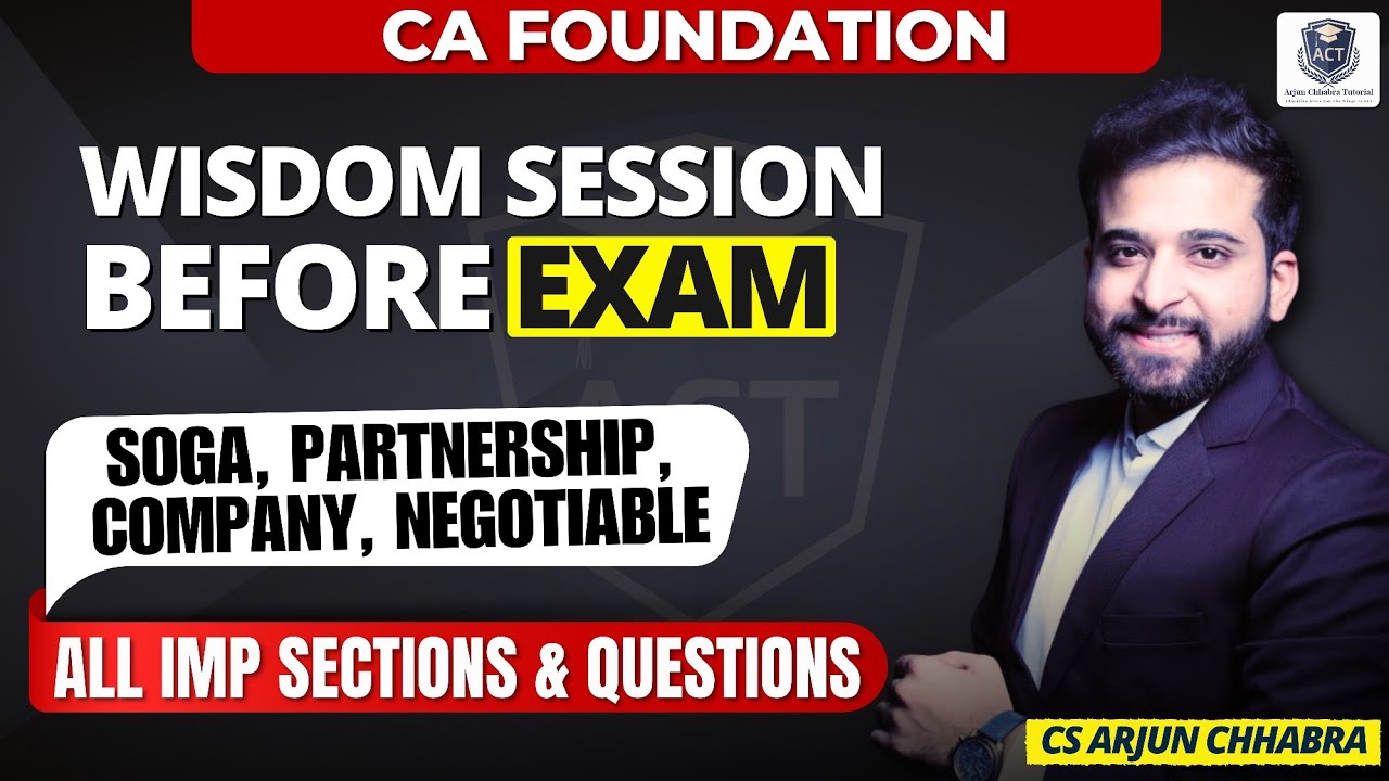 DAY 2 | ALL IMPORTANT SECTIONS & QUESTIONS | CA FOUNDATION  LAW | WISDOM SESSION BEFORE EXAM