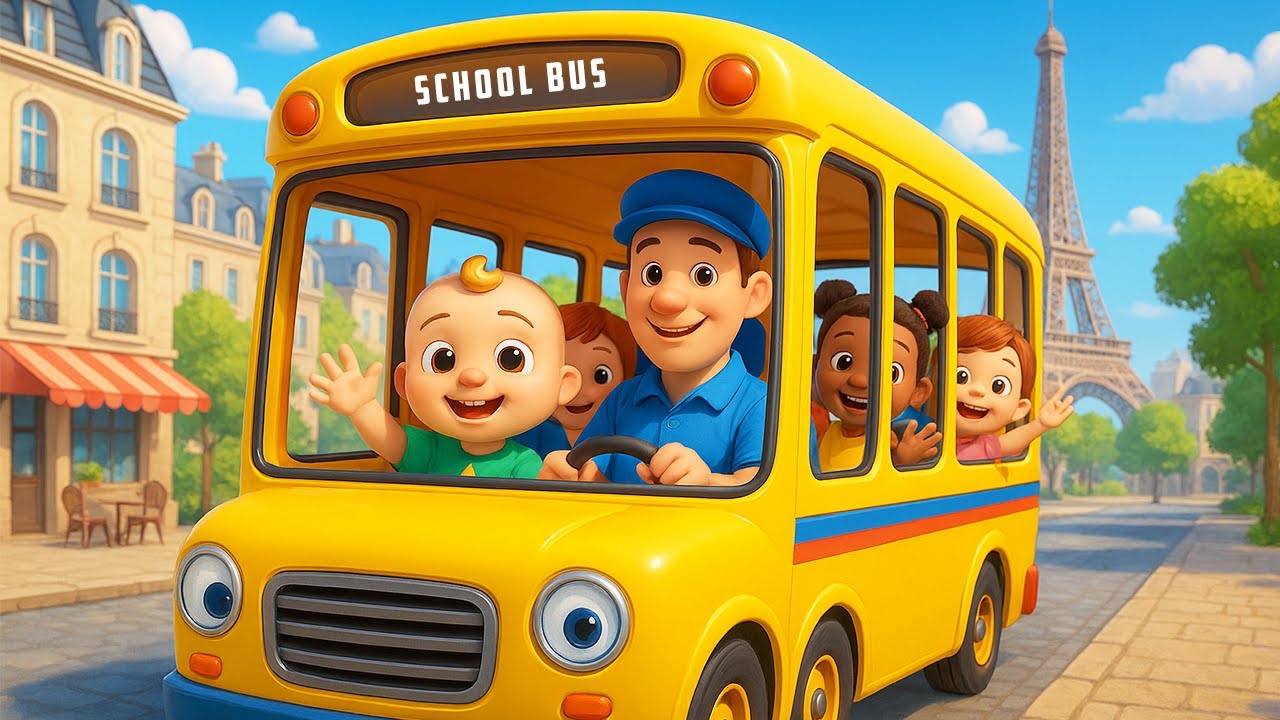 Wheels on the Bus Go to Paris | JJ Travel Adventure | Nursery Rhymes