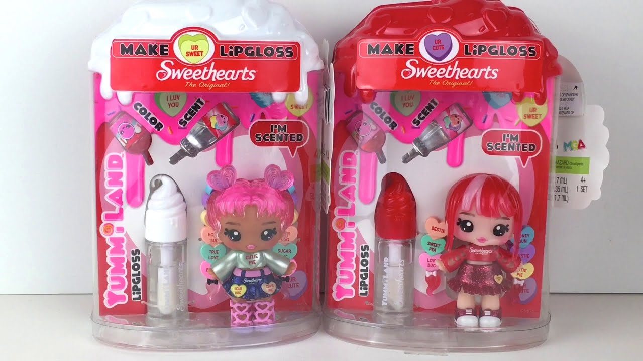 Sweethearts YummiLand Lip Gloss Valentine's Series❤️ Lily & Ruby Hearts Mini Dolls Unboxing & Review