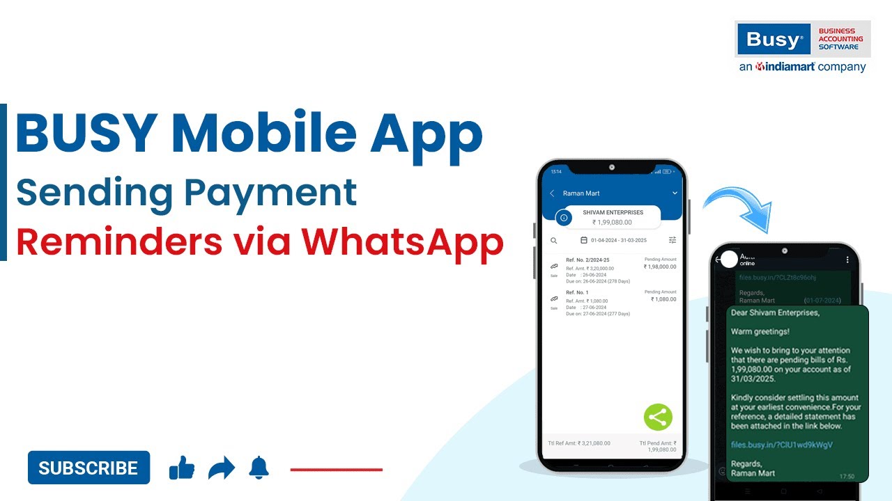 BUSY Mobile App : Sending Payment Reminders via WhatsApp (English ...
