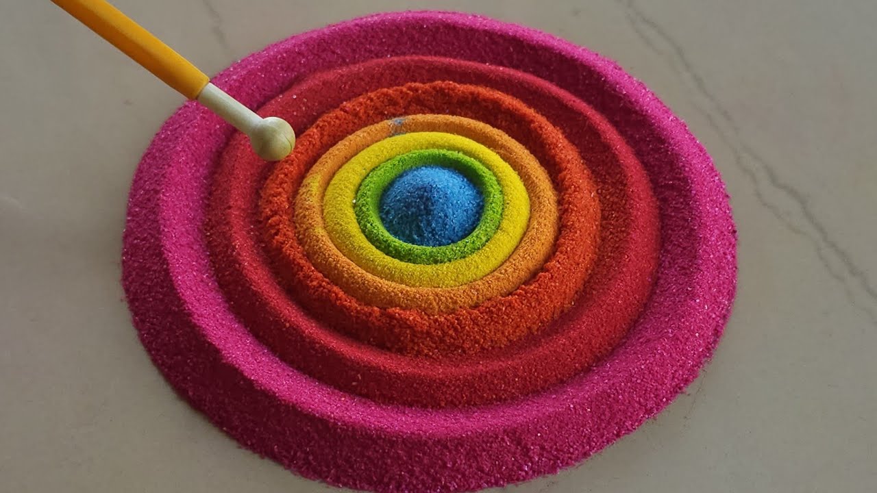 Easy rangoli designs for daily use || How to make rangoli || Satisfying ...