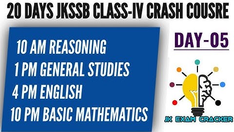 LEC-05 || TIME, WORK AND DISTANCE || BASIC MATHEMATICS || FREE CRASH COURSE FOR JKSSB CLASS-IV ||