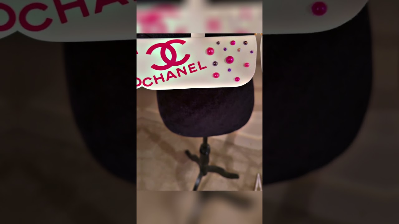 Delicate white and pink CC purse with pearl accents 