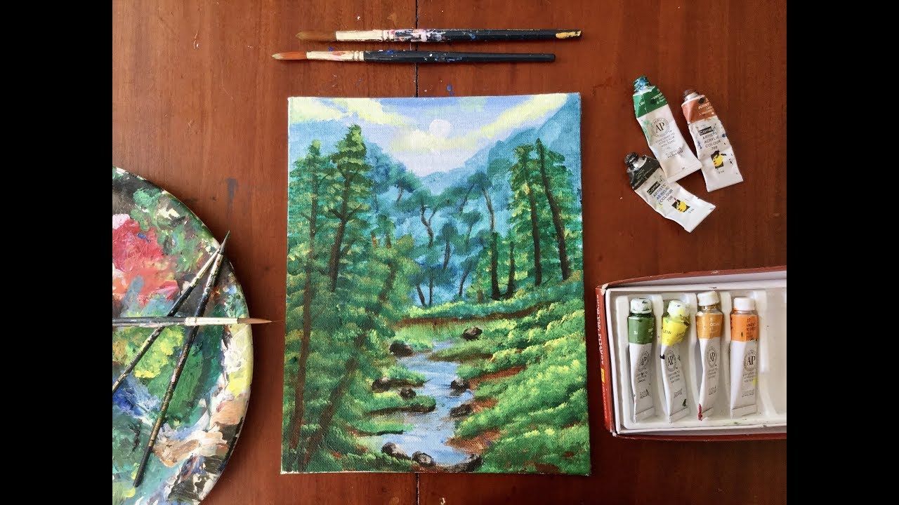 Forest Stream - Easy Acrylic Painting For Beginners // Craft Journal