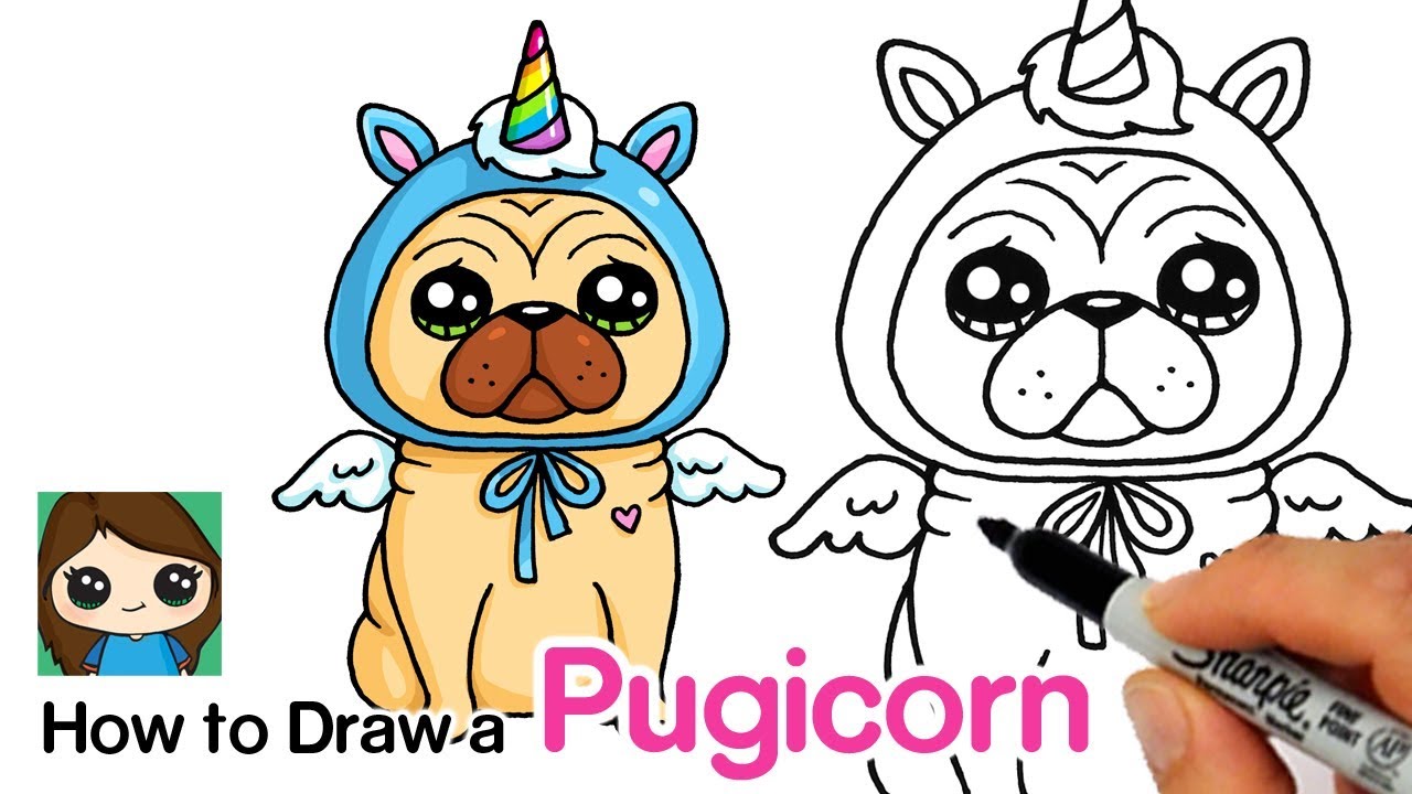 How to Draw  a Pugicorn Unipug Pug Unicorn  YouTube