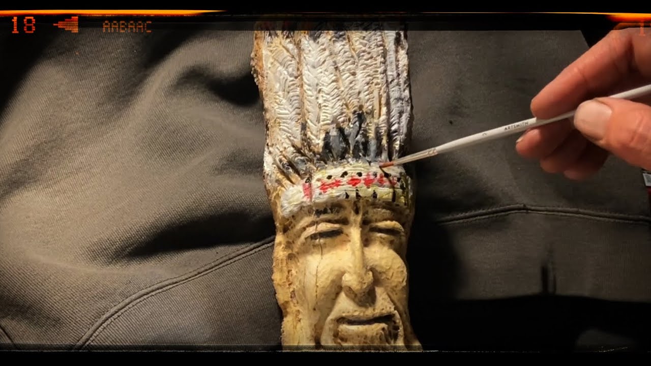 Paint The Chief painting a wood carving with Liquitex acrylics YouTube