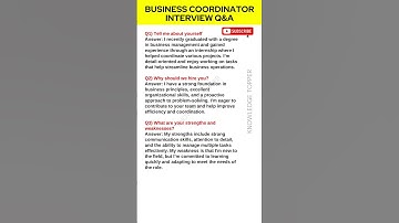 Business Coordinator Interview Questions and Answers | Business Coordinator Job Interview