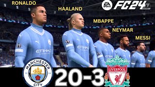 WHAT HAPPEN IF MESSI, RONALDO, MBAPPE, NEYMAR, PLAY TOGETHER ON MANCHESTER CITY VS LIVERPOOL