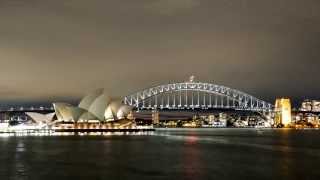 Sydney Opera House and Harbour Bridge - Sunset Timelapse