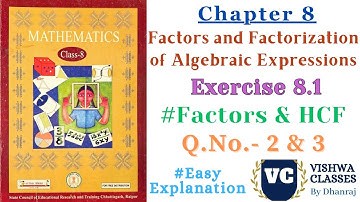 Class 8 | Maths | Chapter 8 | Factors and Factorization | Ex. - 8.1 Q.No. 2 & 3 | CG BOARD | SAGES