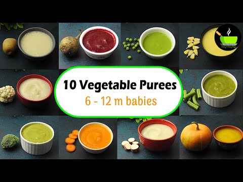 10 Vegetable Purees for 6 - 12 month Baby | Stage 1 Homemade Baby Food | Healthy Baby Food Recipes | She Cooks