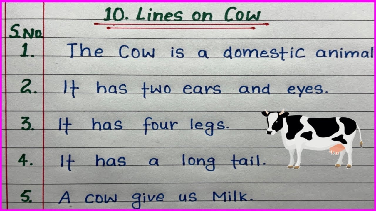 10 Lines on Cow | गाय पर निबंध 10 लाइन | Essay on Cow Essay on Cow in English | Essay