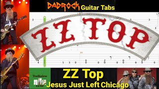 Video thumbnail of "Jesus Just Left Chicago - ZZ Top - Guitar + Bass TABS Lesson (Donation Request)"